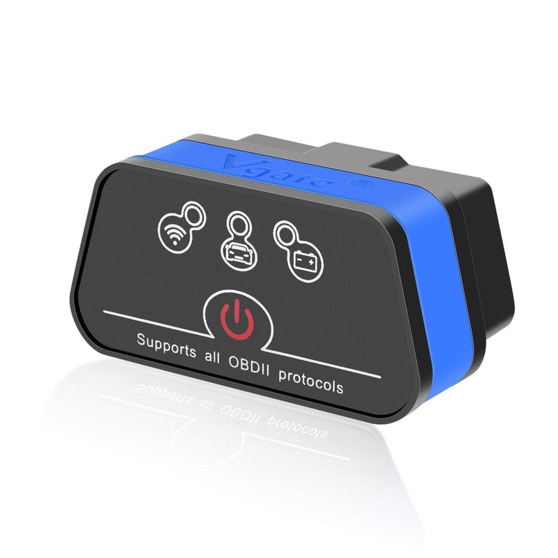 Vgate iCar2 OBD2 Scanner Scan Tools Interface Wi-Fi Adapter Check Engine Light Car Diagnostic Tool for iOS & Android Auto Sleep (Blue) - Image 1